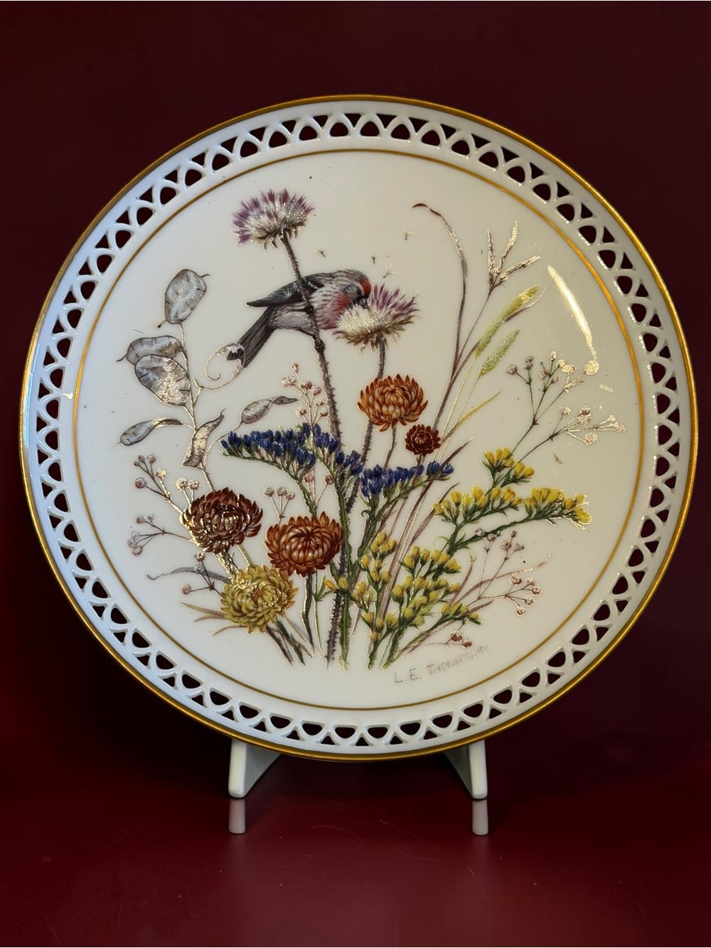 Bing Grondahl January Country Garden Calendar Plate 1985 Reticulated Denmark
